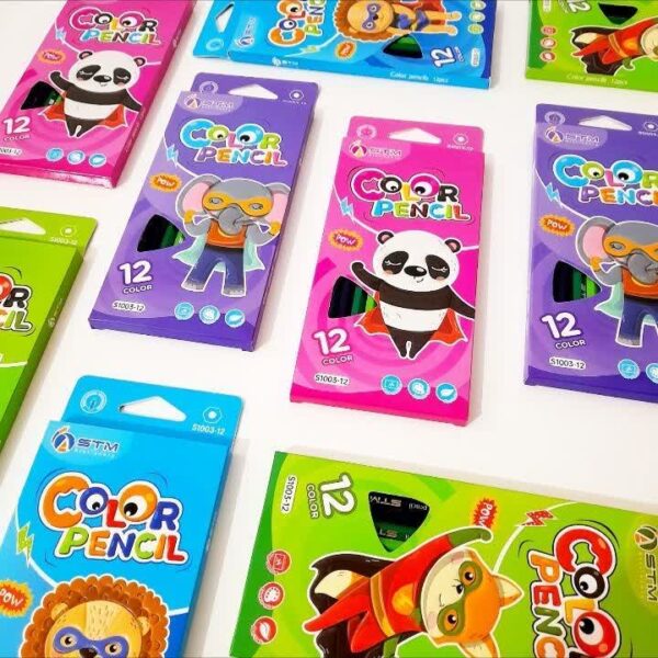 مداد رنگی ۱۲ رنگی برند اس تی ام